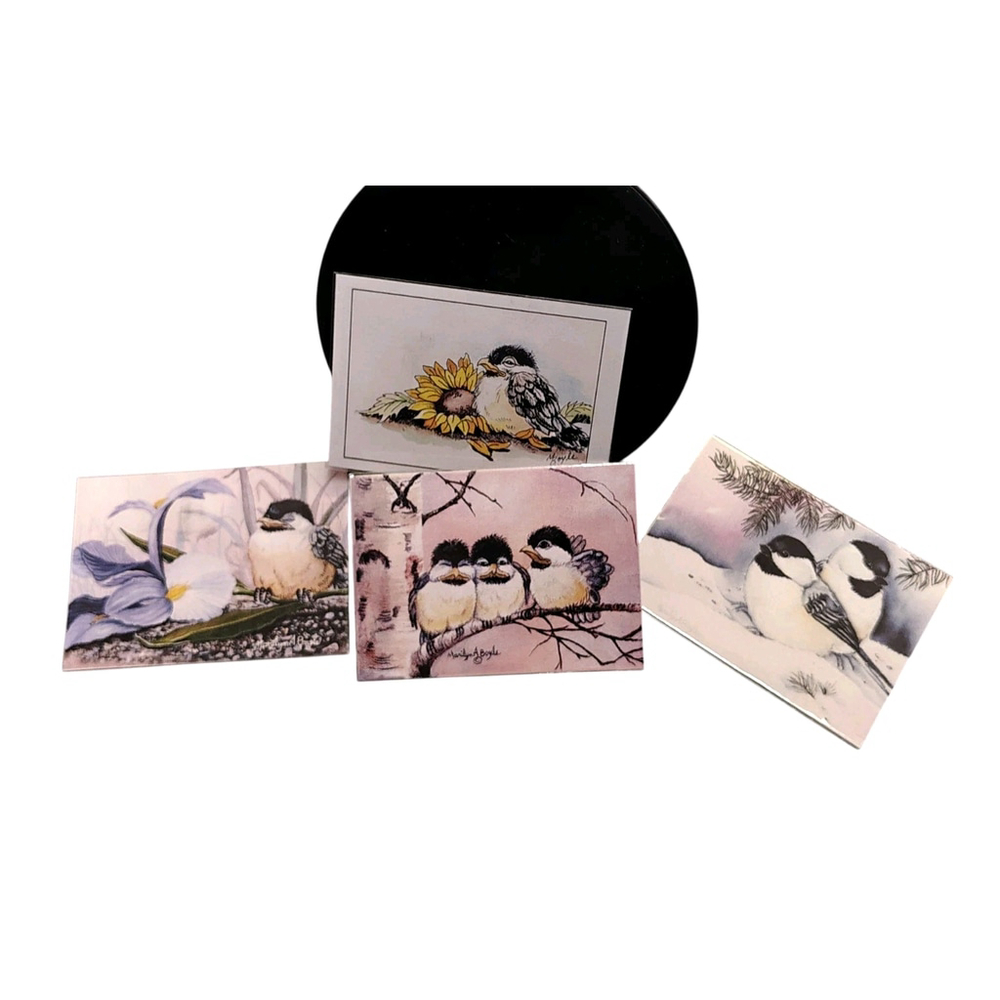Lot Of 4 aceo Marilyn A. Boyle Prints Signed And Numbered Cute Baby Birds